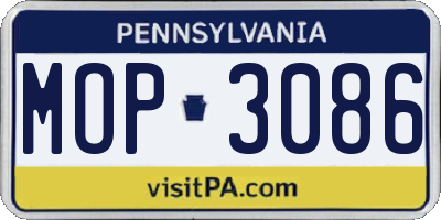 PA license plate MOP3086