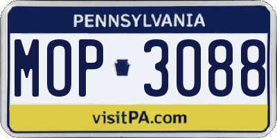 PA license plate MOP3088