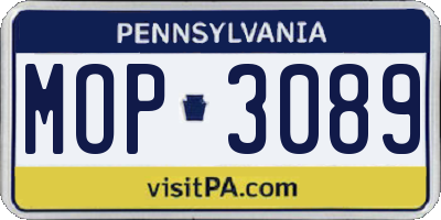 PA license plate MOP3089
