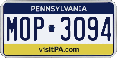 PA license plate MOP3094