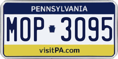 PA license plate MOP3095
