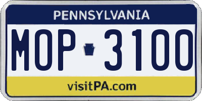 PA license plate MOP3100