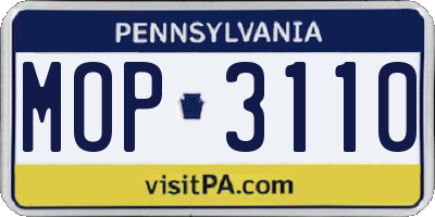 PA license plate MOP3110