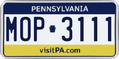 PA license plate MOP3111