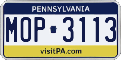 PA license plate MOP3113