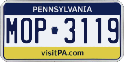 PA license plate MOP3119