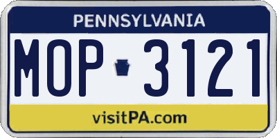 PA license plate MOP3121
