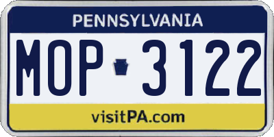 PA license plate MOP3122