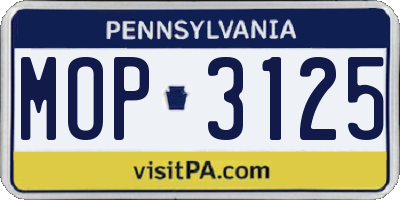 PA license plate MOP3125