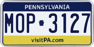 PA license plate MOP3127