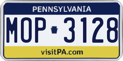 PA license plate MOP3128