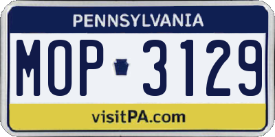 PA license plate MOP3129