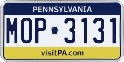 PA license plate MOP3131