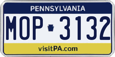 PA license plate MOP3132