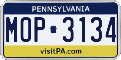 PA license plate MOP3134
