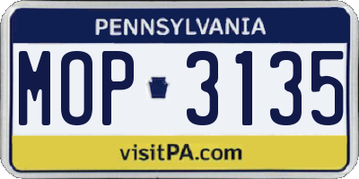 PA license plate MOP3135