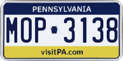 PA license plate MOP3138