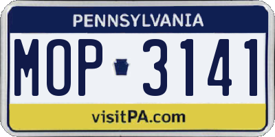 PA license plate MOP3141