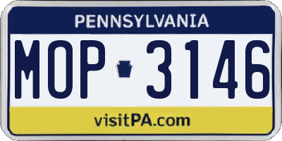 PA license plate MOP3146