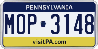 PA license plate MOP3148