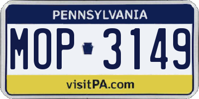 PA license plate MOP3149