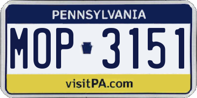 PA license plate MOP3151
