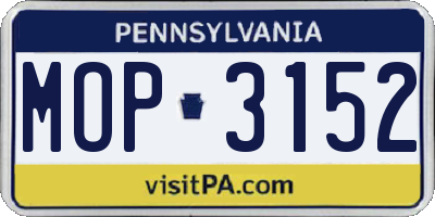 PA license plate MOP3152