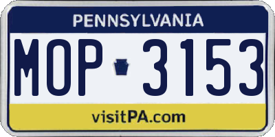 PA license plate MOP3153