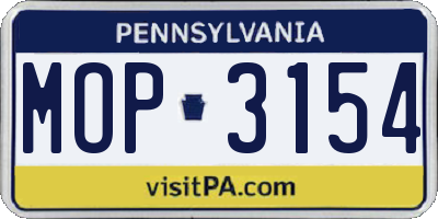 PA license plate MOP3154
