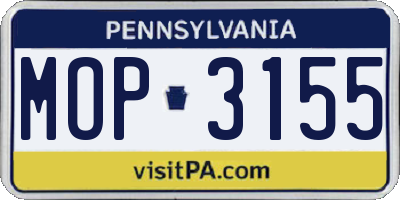 PA license plate MOP3155