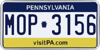 PA license plate MOP3156