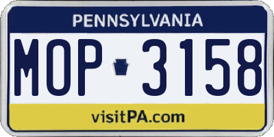 PA license plate MOP3158