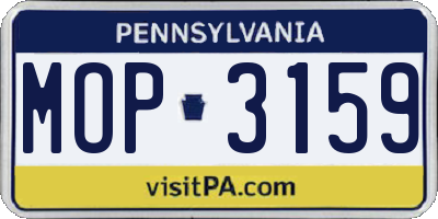 PA license plate MOP3159