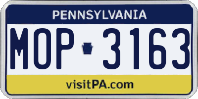 PA license plate MOP3163