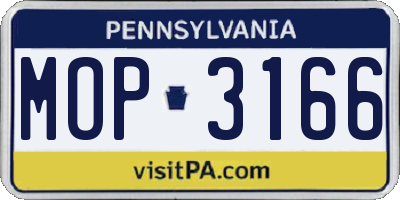 PA license plate MOP3166