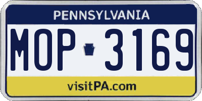 PA license plate MOP3169