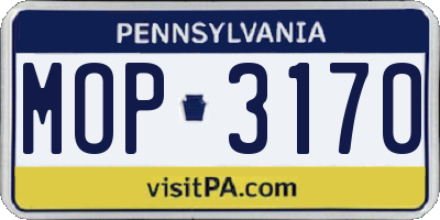 PA license plate MOP3170