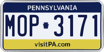 PA license plate MOP3171