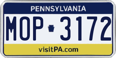 PA license plate MOP3172