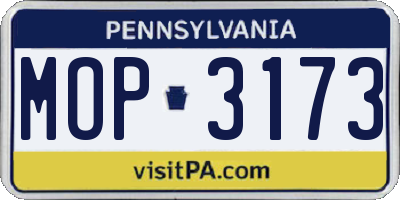 PA license plate MOP3173