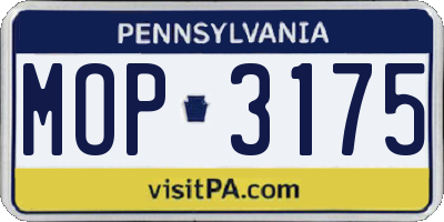 PA license plate MOP3175