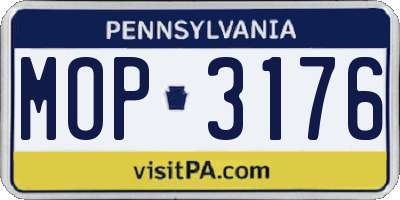 PA license plate MOP3176
