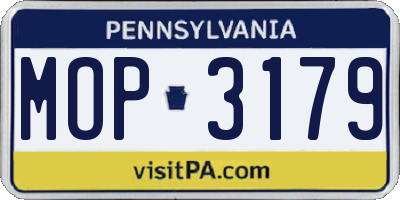 PA license plate MOP3179