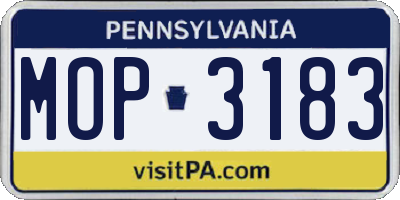 PA license plate MOP3183