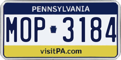 PA license plate MOP3184