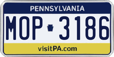 PA license plate MOP3186