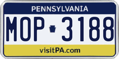 PA license plate MOP3188