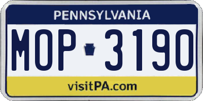 PA license plate MOP3190