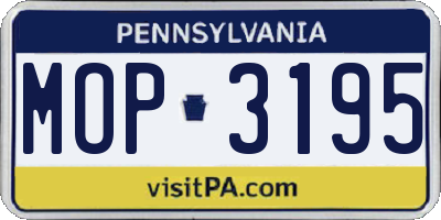 PA license plate MOP3195