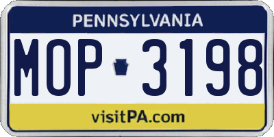 PA license plate MOP3198